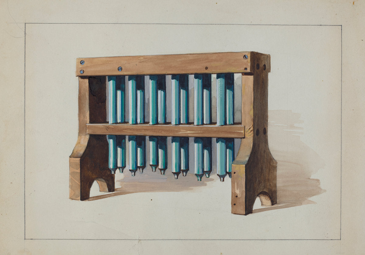 Rack with Candle Molds by Charles Caseau (American, active c. 1935), 16X12"(A3)Poster Print