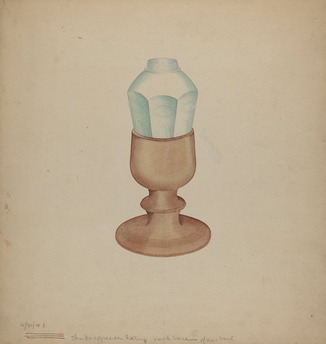 Shaker Grease Lamp by Charles Goodwin (American, active c. 1935), 16X12"(A3)Poster Print