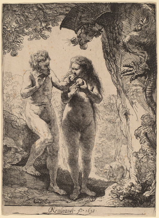 Adam and Eve by Rembrandt van Rijn (Dutch, 1606 - 1669), 16X12"(A3)Poster Print
