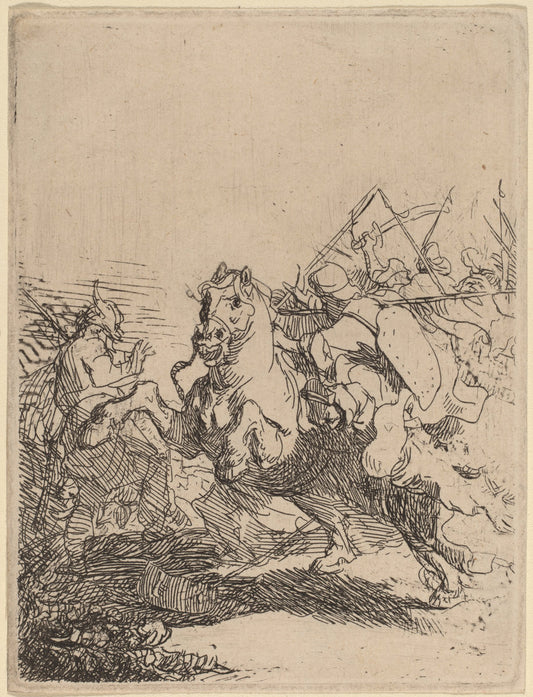 A Cavalry Fight by Rembrandt van Rijn (Dutch, 1606 - 1669), 16X12"(A3)Poster Print