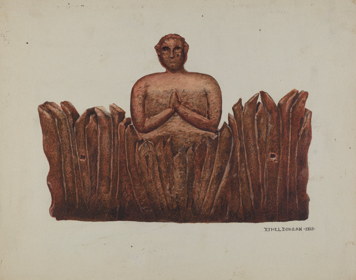 Carving "Soul in Purgatory" by Ethel Dougan (American, 1898 - 1976), 16X12"(A3)Poster Print