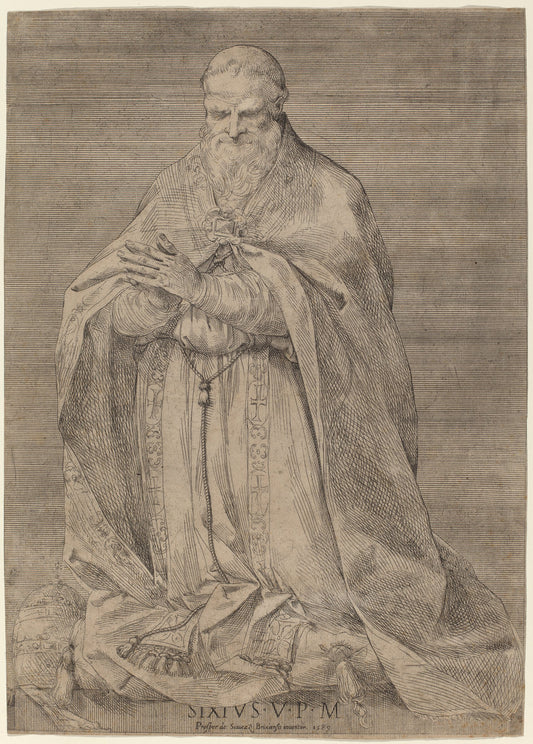 Pope Sixtus V by Prospero Bresciano (Italian, active 1589), 16X12"(A3)Poster Print