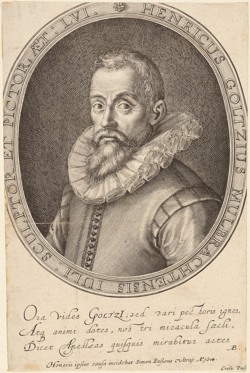 Hendrik Goltzius by Simon de Passe (German, c. 1595 - 1647), 16X12"(A3)Poster Print