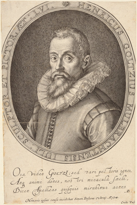 Hendrik Goltzius by Simon de Passe (German, c. 1595 - 1647), 16X12"(A3)Poster Print