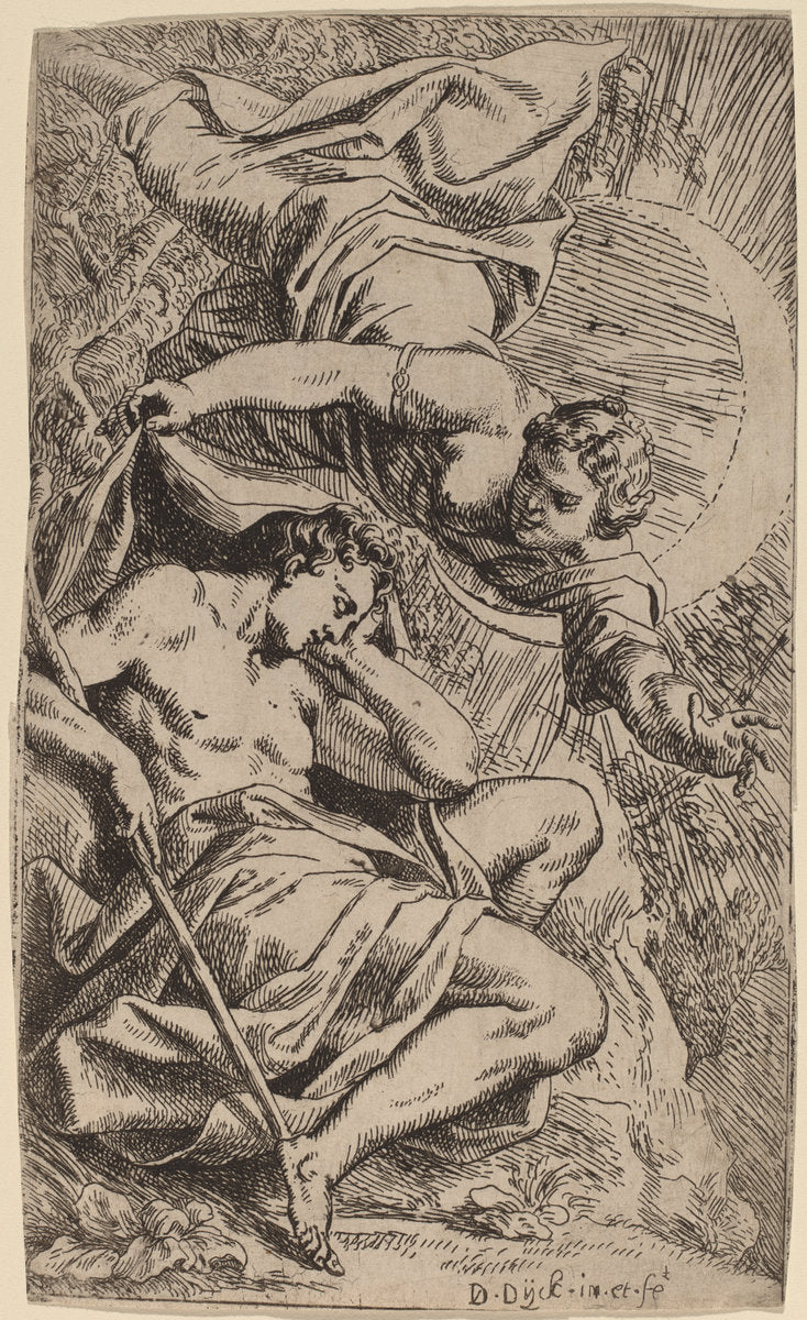 Diana and Endymion by Daniel van den Dyck (Flemish, c. 1610 - 1670), 16X12"(A3)Poster Print