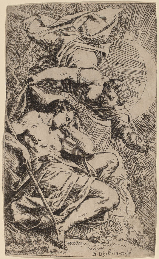Diana and Endymion by Daniel van den Dyck (Flemish, c. 1610 - 1670), 16X12"(A3)Poster Print