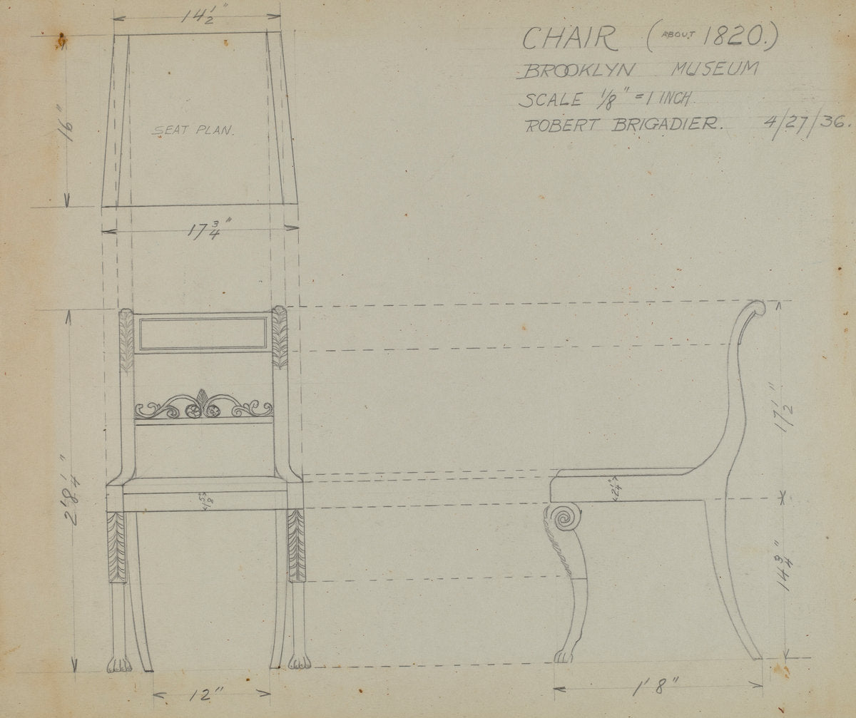 Side Chair by Robert Brigadier (American, active c. 1935), 16X12"(A3)Poster Print