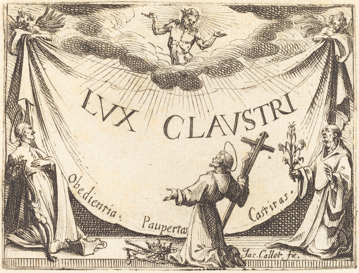 Frontispiece for "The Light of the Cloister" by Jacques Callot (French, 1592 - 1635), 16X12"(A3)Poster Print