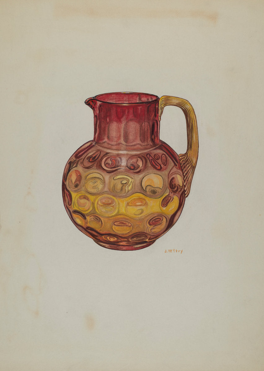 Pitcher (Amberina) by Joseph Mitry (American, active c. 1935), 16X12"(A3)Poster Print