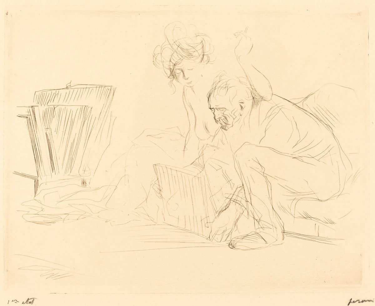 The Model's Rest (second plate) by Jean-Louis Forain (French, 1852 - 1931), 16X12"(A3)Poster Print