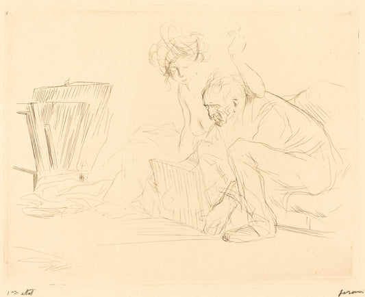 The Model's Rest (second plate) by Jean-Louis Forain (French, 1852 - 1931), 16X12"(A3)Poster Print
