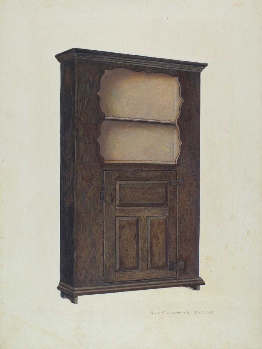 Corner Cupboard by George H. Alexander (American, active c. 1935), 16X12"(A3)Poster Print