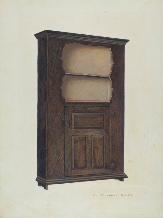 Corner Cupboard by George H. Alexander (American, active c. 1935), 16X12"(A3)Poster Print