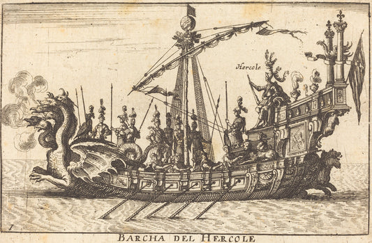 Barcha del Hercole by Balthasar Moncornet after Remigio Cantagallina (French, c. 1600 - 1668), 16X12"(A3)Poster Print