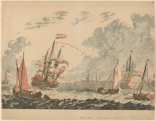 The River IJ at Amsterdam by Workshop of Johann Teyler after Jan van Call (Dutch, 1648 - after 1697), 16X12"(A3)Poster Print