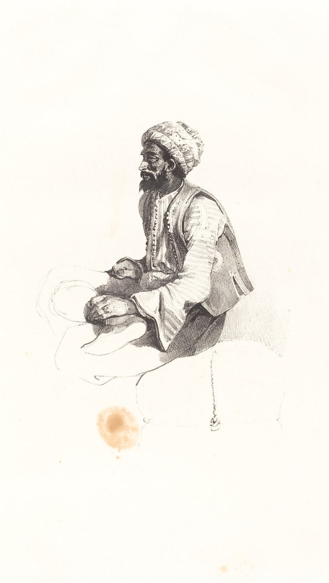 Seated Turk by Nicolas-Toussaint Charlet (French, 1792 - 1845), 16X12"(A3)Poster Print
