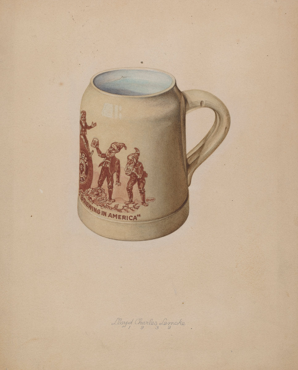 Stoneware Mug for Beer by Lloyd Charles Lemcke (American, active c. 1935), 16X12"(A3)Poster Print