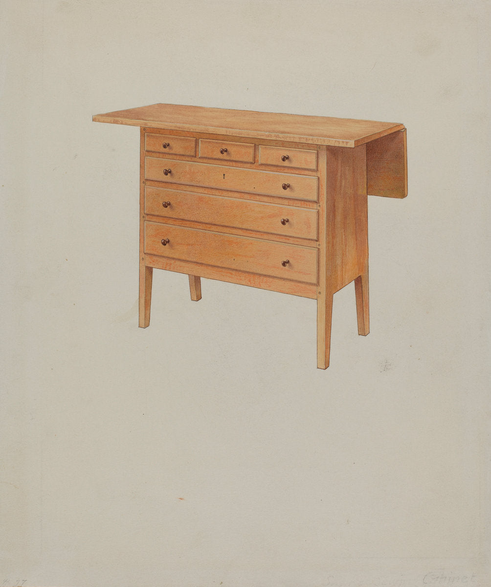 Shaker Sewing Table by Irving I. Smith (American, active c. 1935), 16X12"(A3)Poster Print
