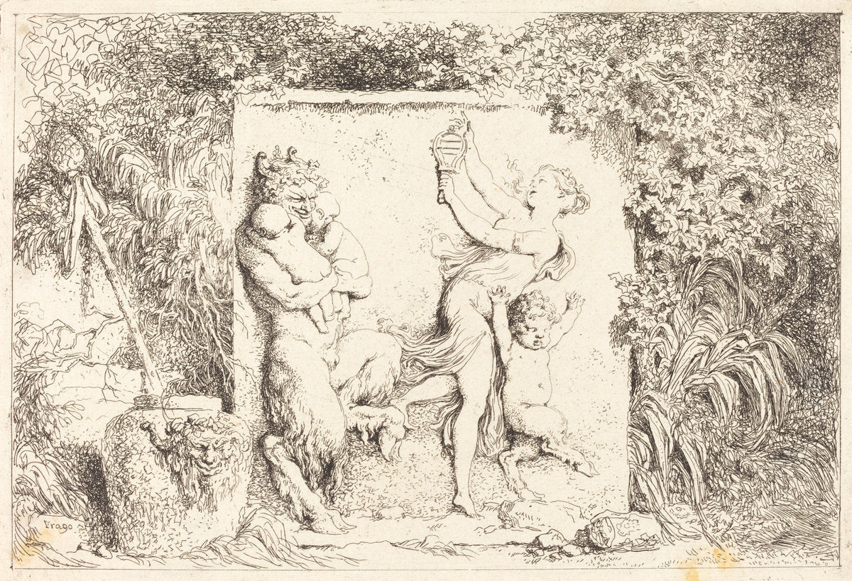 The Satyrs' Dance (Danse de satyres) by Jean-Honoré Fragonard (French, 1732 - 1806), 16X12"(A3)Poster Print