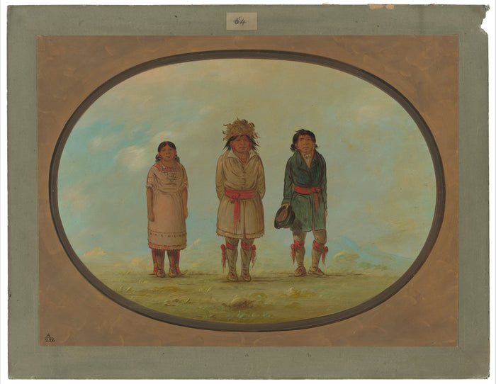 Three Creek Indians by George Catlin (American, 1796 - 1872), 16X12