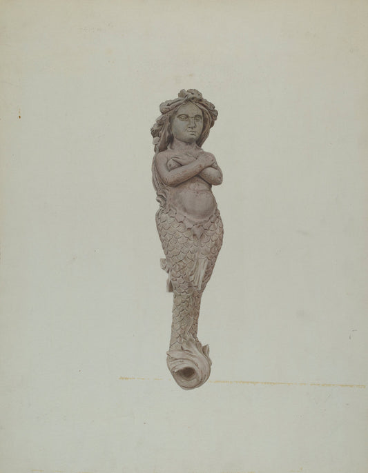 Figurehead: Mermaid by Lucille Chabot (American, born 1908), 16X12"(A3)Poster Print