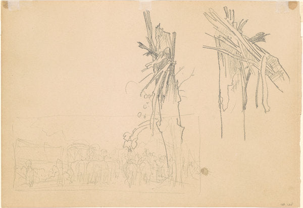 Two Shattered Trees; and Study for "The Road" [verso] by John Singer Sargent (American, 1856 - 1925), 16X12"(A3)Poster Print