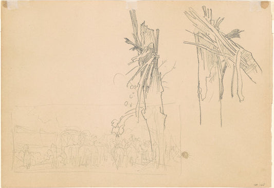 Two Shattered Trees; and Study for "The Road" [verso] by John Singer Sargent (American, 1856 - 1925), 16X12"(A3)Poster Print
