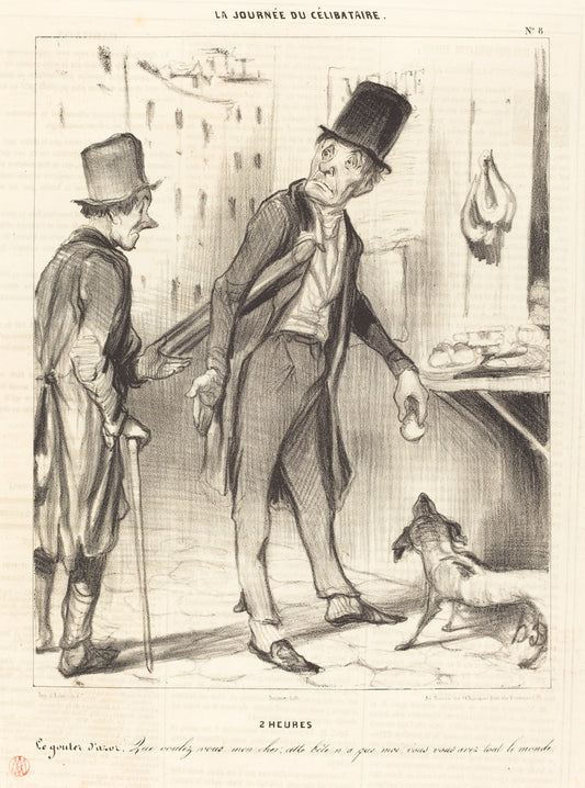 2 heures - Le gouter d'Azor by Honoré Daumier (French, 1808 - 1879), 16X12"(A3)Poster Print