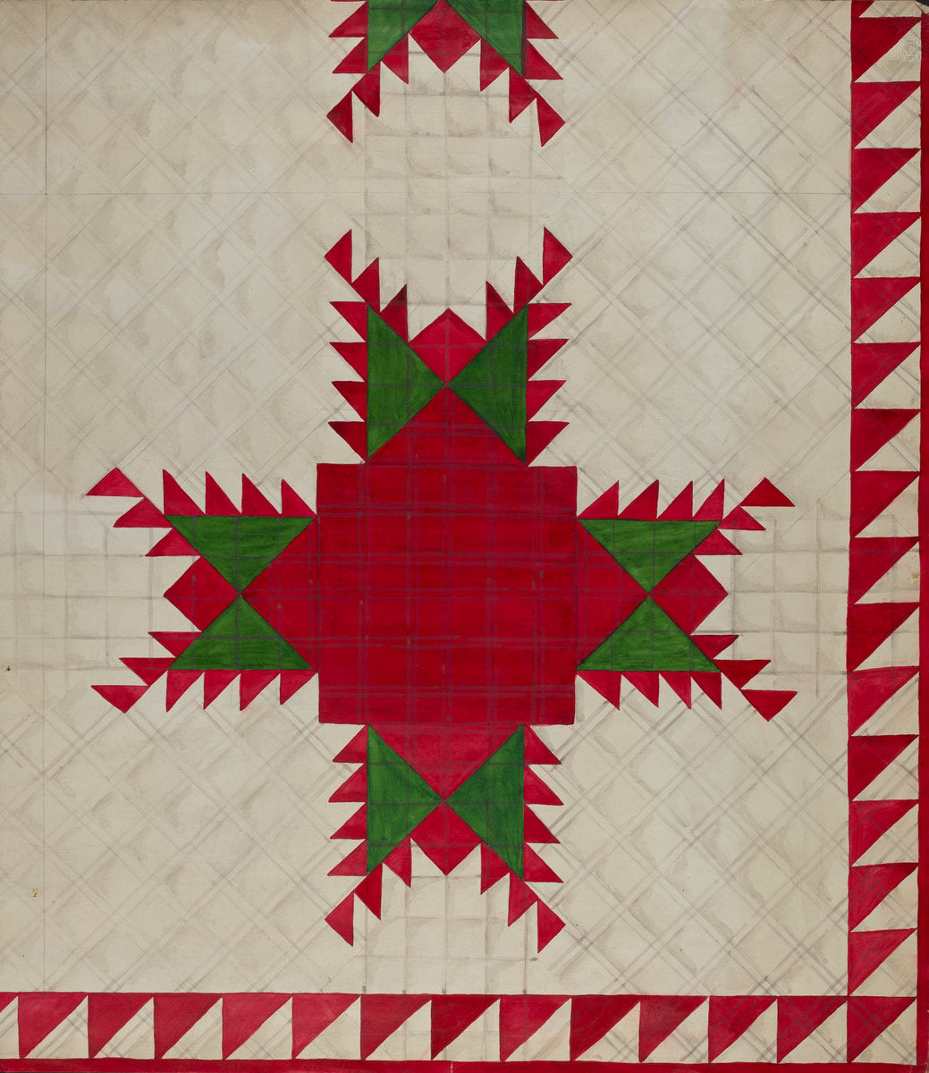 Feathered Star Quilt by Katherine Hastings (American, active c. 1935), 16X12"(A3)Poster Print