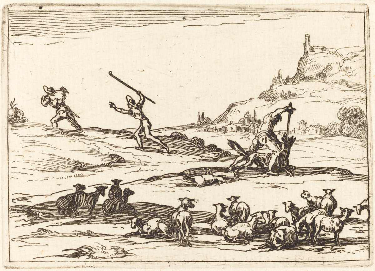 Shepherds Defending their Herds by Jacques Callot (French, 1592 - 1635), 16X12"(A3)Poster Print