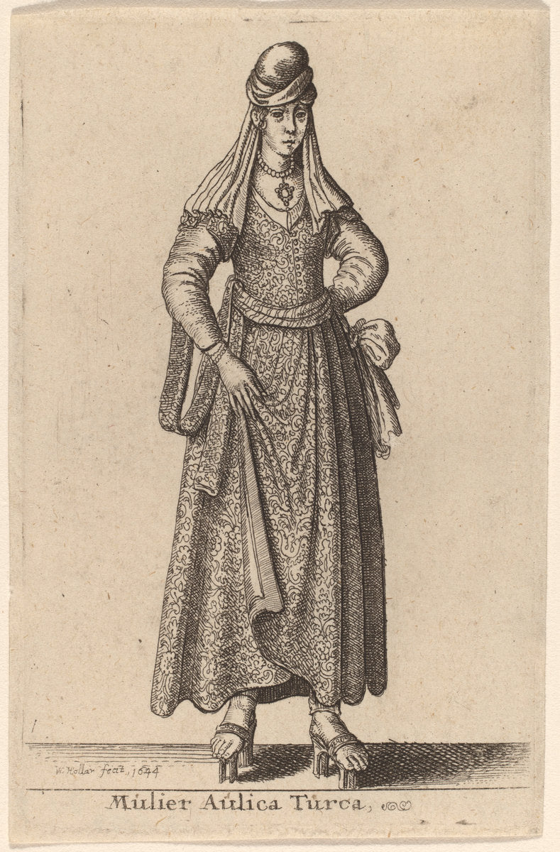 Mulier Aulica Turca by Wenceslaus Hollar (Bohemian, 1607 - 1677), 16X12"(A3)Poster Print