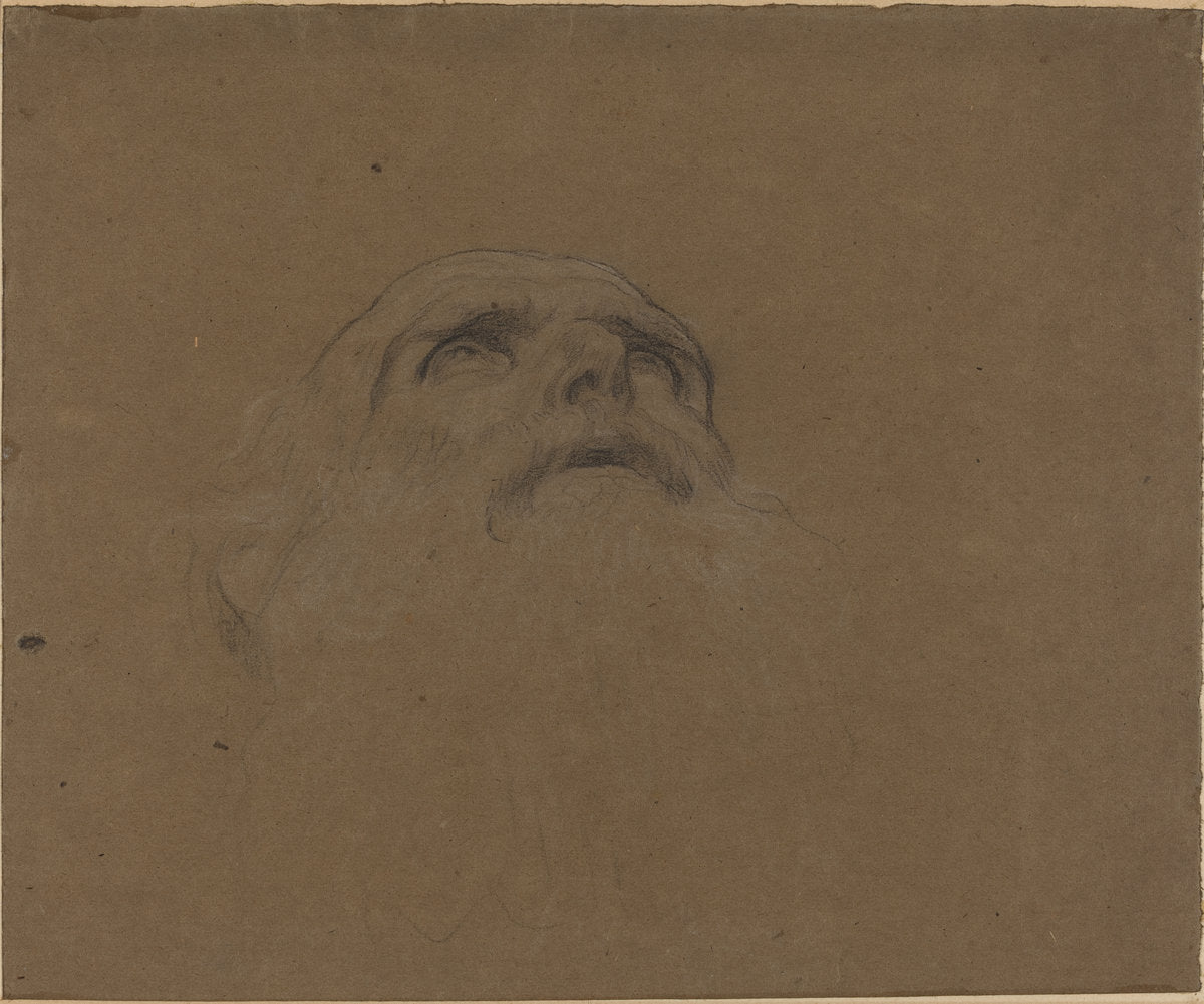 Head of an Old Man by Attributed to Alphonse Legros (French, 1837 - 1911), 16X12"(A3)Poster Print