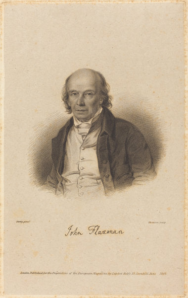 John Flaxman by James Thomson after William Derby (British, 1789 - 1850), 16X12"(A3)Poster Print