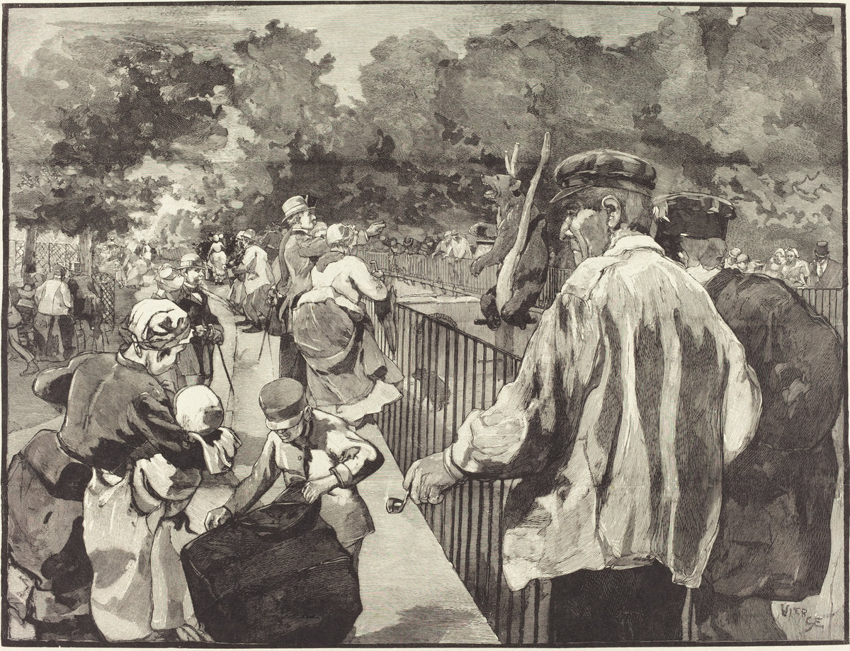 Au Jardin des Plantes by Daniel Vierge (Spanish, 1851 - 1904), 16X12"(A3)Poster Print