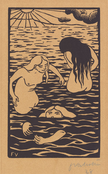 Three Bathers by Félix Vallotton (Swiss, 1865 - 1925), 16X12"(A3)Poster Print