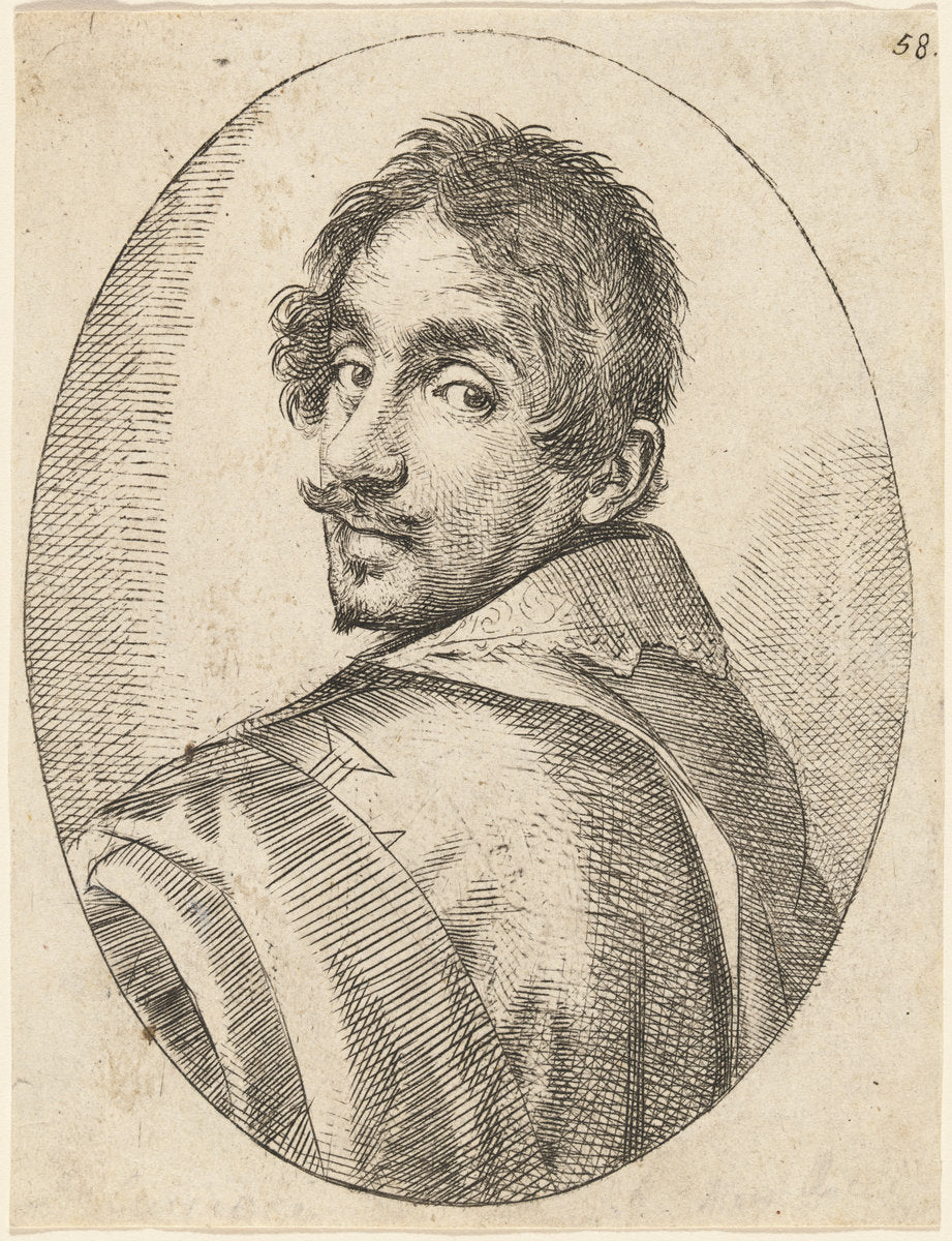 Self-Portrait by Ottavio Leoni (Roman, c. 1578 - 1630), 16X12"(A3)Poster Print