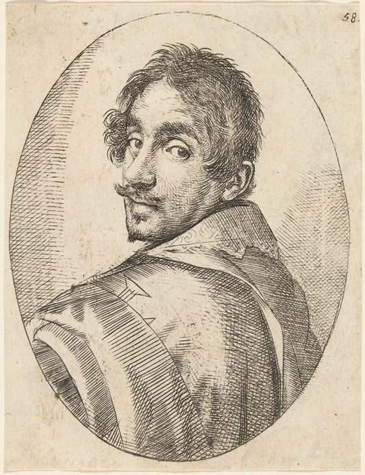 Self-Portrait by Ottavio Leoni (Roman, c. 1578 - 1630), 16X12"(A3)Poster Print