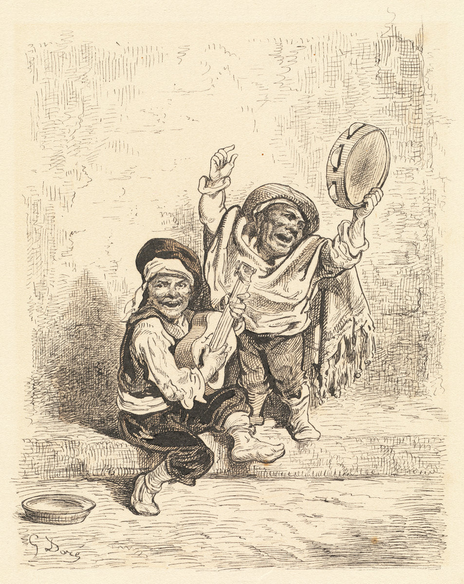 Dwarf Musicians of Granada by Gustave Doré (French, 1832 - 1883), 16X12"(A3)Poster Print