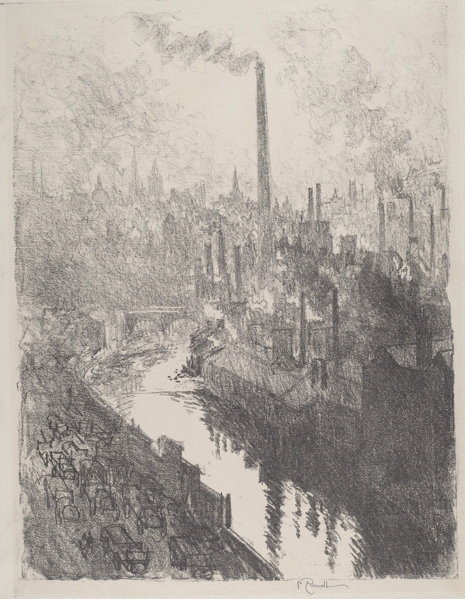 The Great Chimney, the Motor Park by Joseph Pennell (American, 1857 - 1926), 16X12"(A3)Poster Print