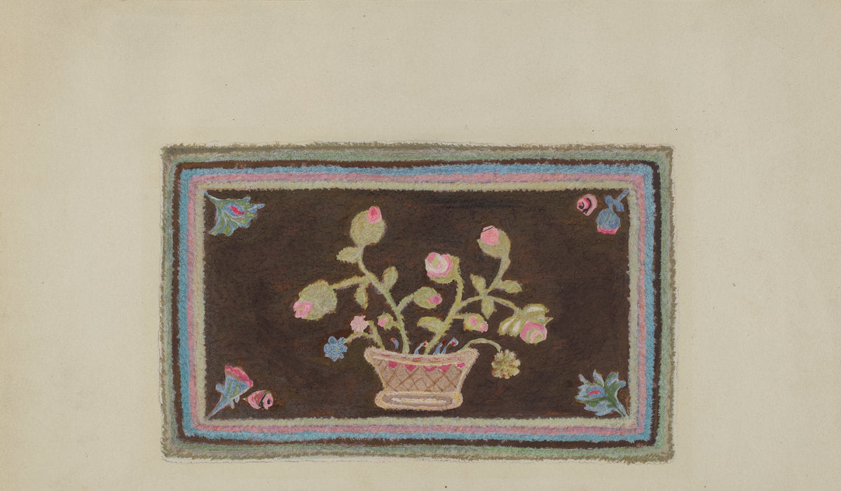 Hooked Rug by Alfonso Umana (American, 1908 - 1994), 16X12"(A3)Poster Print