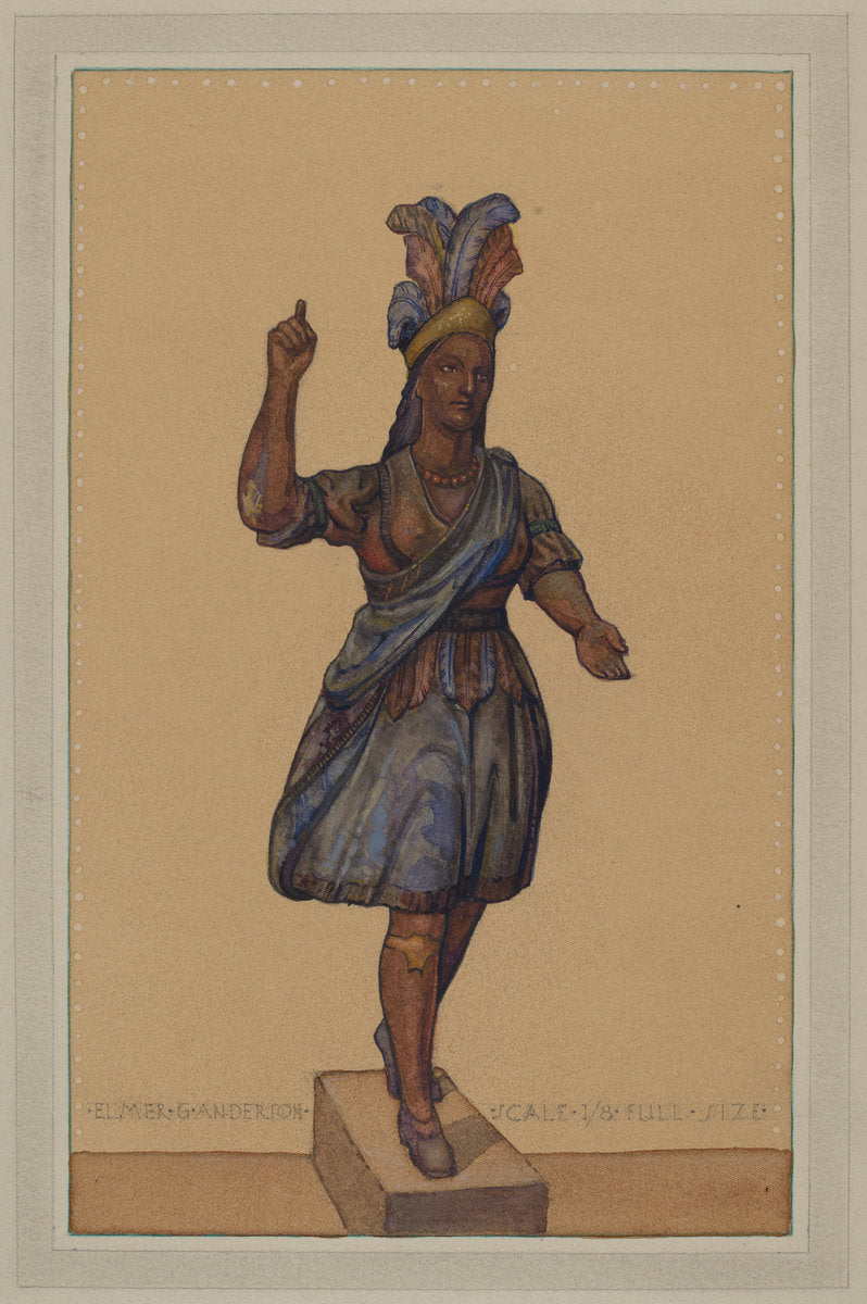 Cigar Store Indian by Elmer G. Anderson (American, active c. 1935), 16X12"(A3)Poster Print