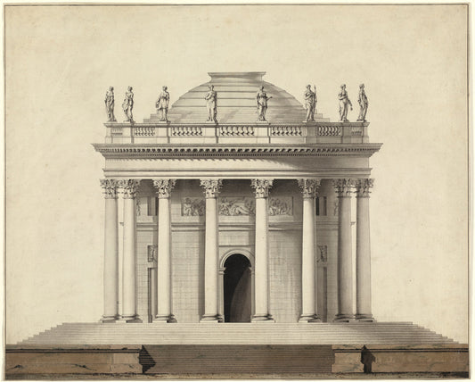 A Classical Temple by Louis Gustave Taraval (French, 1739 - 1794), 16X12"(A3)Poster Print