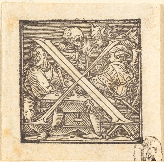 Letter X by Hans Holbein the Younger (German, 1497/1498 - 1543), 16X12"(A3)Poster Print