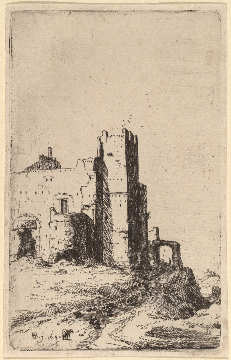 The Town of Leoni, near Frascati by Bartholomeus Breenbergh (Dutch, probably 1599 - 1657), 16X12"(A3)Poster Print