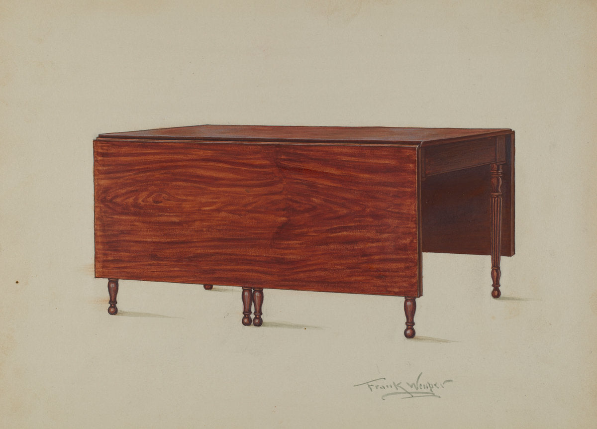 Drop Leaf Table by Frank Wenger (American, active c. 1935), 16X12"(A3)Poster Print