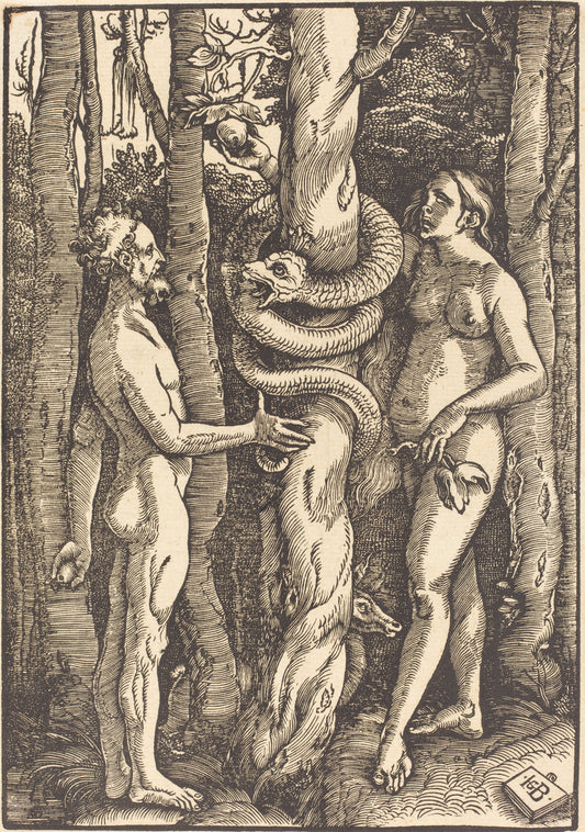 Adam and Eve with Serpent by Hans Baldung Grien (German, 1484/1485 - 1545), 16X12"(A3)Poster Print
