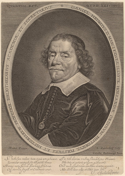 Daniel Heinsius by Jonas Suyderhoff after Jacob Fransz van der Merck (Dutch, c. 1613 - 1686), 16X12"(A3)Poster Print