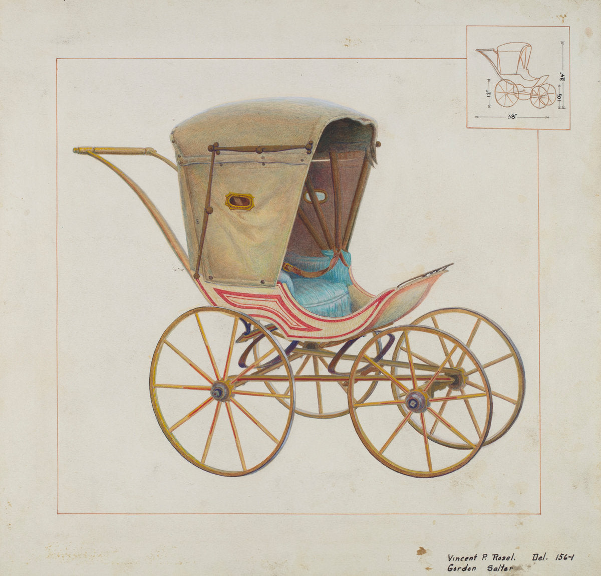 Baby Carriage by Vincent P. Rosel and Gordon Saltar (American, active c. 1935), 16X12"(A3)Poster Print