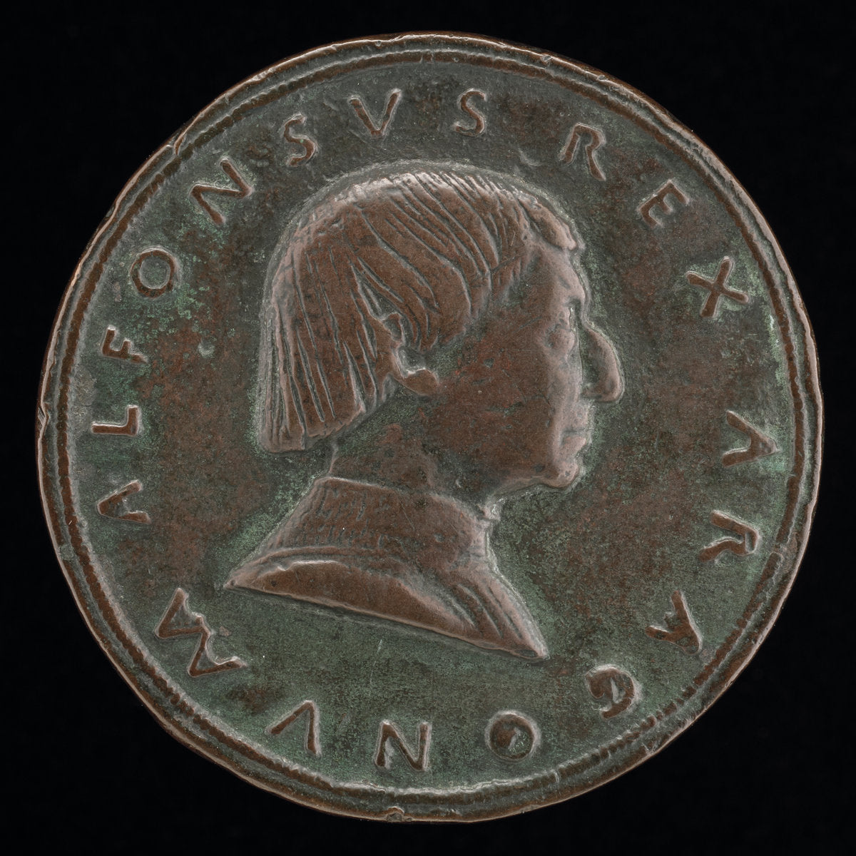 Alfonso V of Aragon, 1394-1458, King of Naples and Sicily 1442 [obverse] by Paolo da Ragusa (Italian, active c. 1450), 16X12"(A3)Poster Print