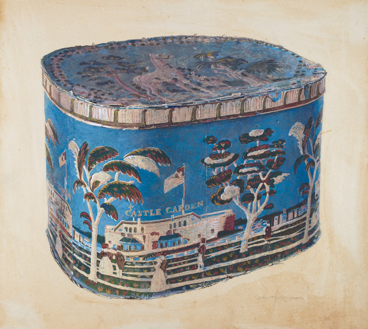 Bandbox with Cover by Gilbert Sackerman (American, active c. 1935), 16X12"(A3)Poster Print